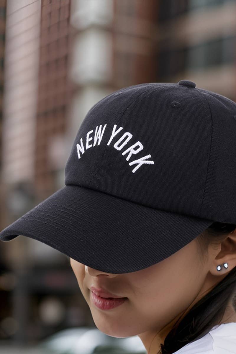 Black Embroidered New York Baseball Cap