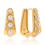 Load image into Gallery viewer, Costa Pearl Hoop Earrings Water Resistant
