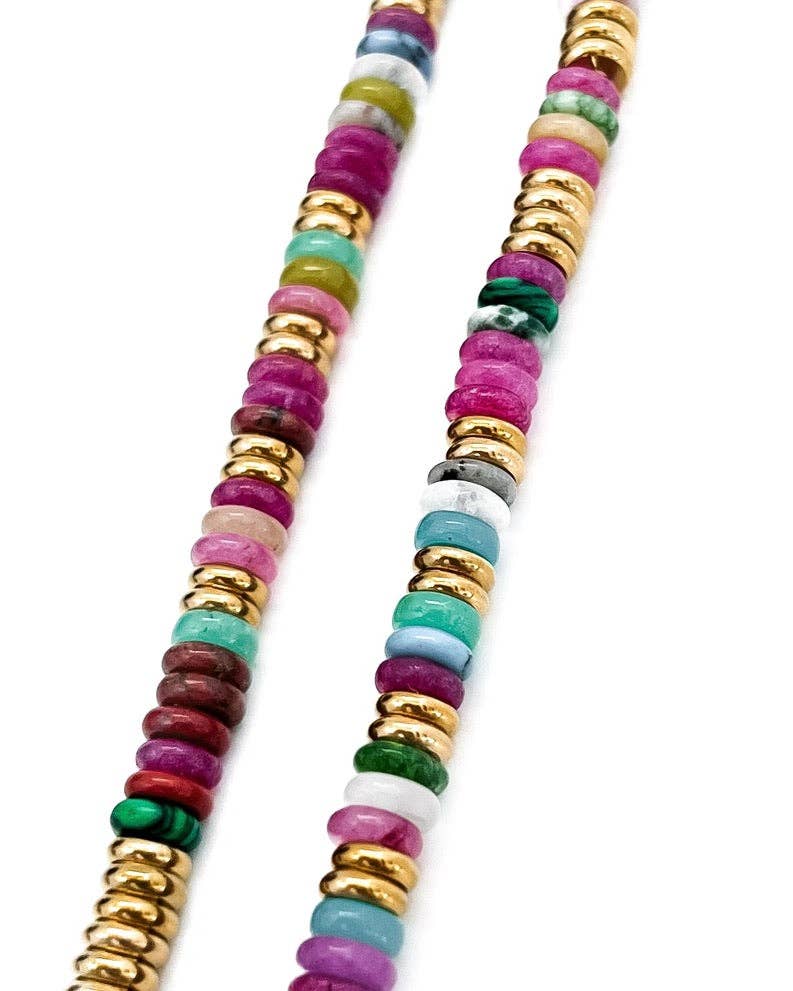 Joan Green Multi Color Beaded Stone Necklace