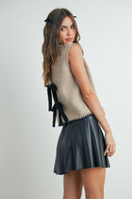 Load image into Gallery viewer, Taupe Sweater Vest with Bow Tie Back
