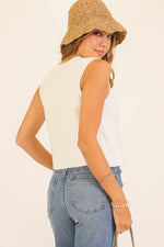 Load image into Gallery viewer, Ivory tie front sweater vest
