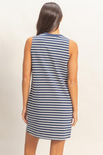 Load image into Gallery viewer, Navy striped tank dress
