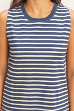 Load image into Gallery viewer, Navy striped tank dress
