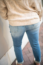 Load image into Gallery viewer, High waist distressed boyfriend cut denim PLUS
